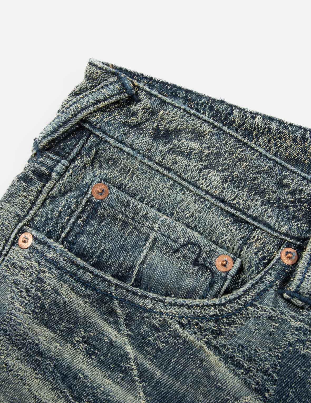 Washed Seagull Embroidery Regular Straight Fit Jeans #2008