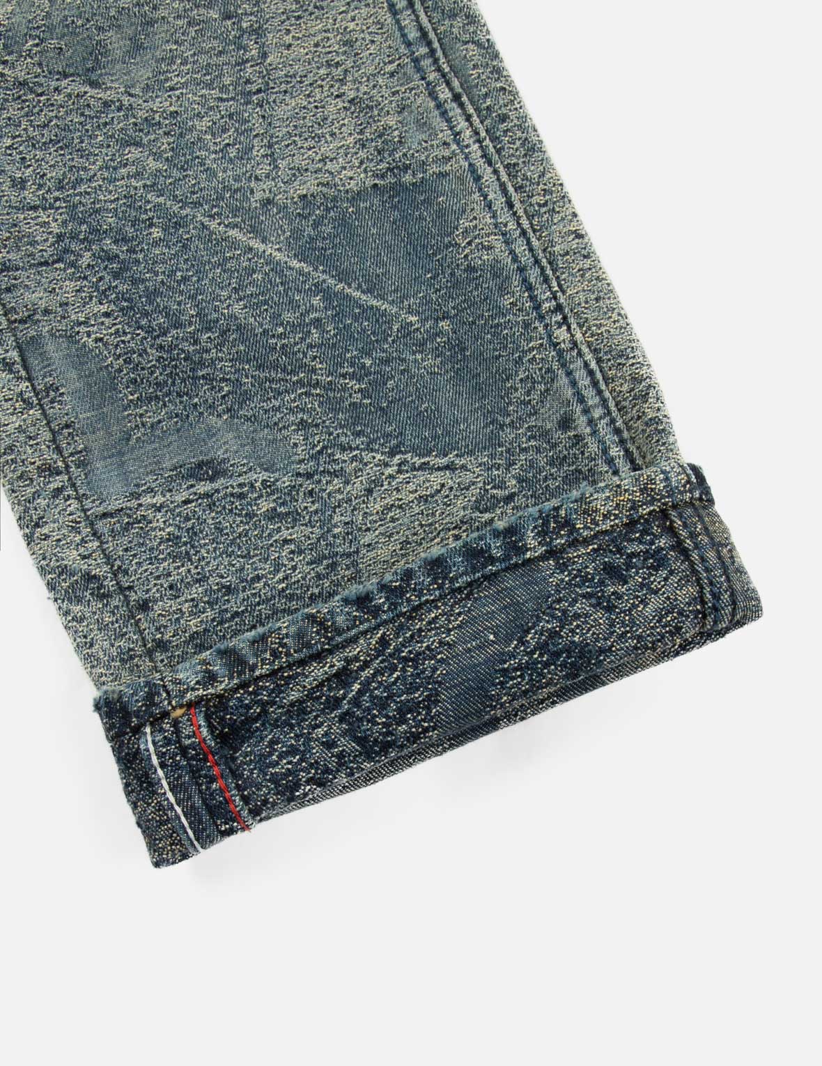 Washed Seagull Embroidery Regular Straight Fit Jeans #2008