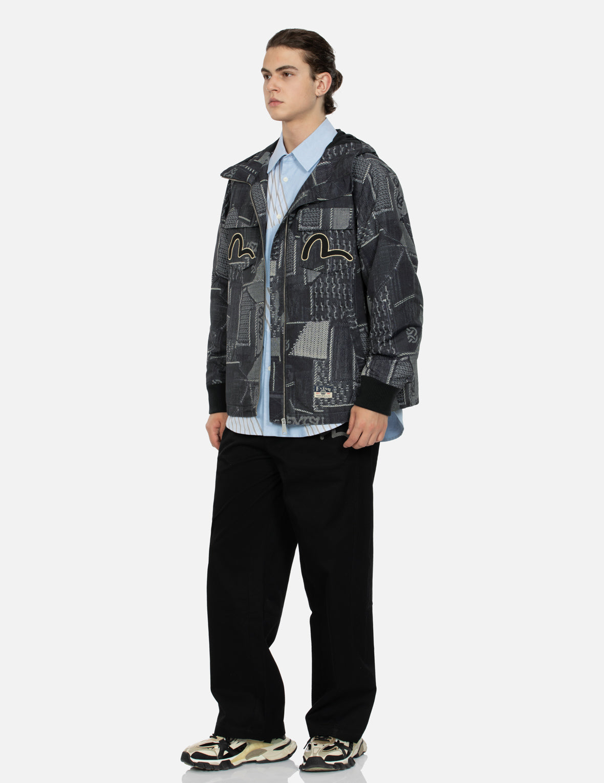 Wheel of Wisdom and Seagull Embroidery Regular Fit Denim Jacket