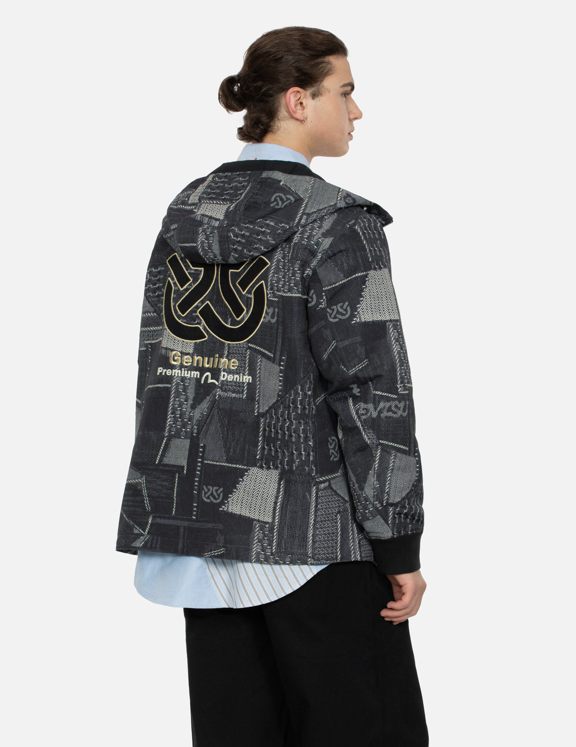 Wheel of Wisdom and Seagull Embroidery Regular Fit Denim Jacket
