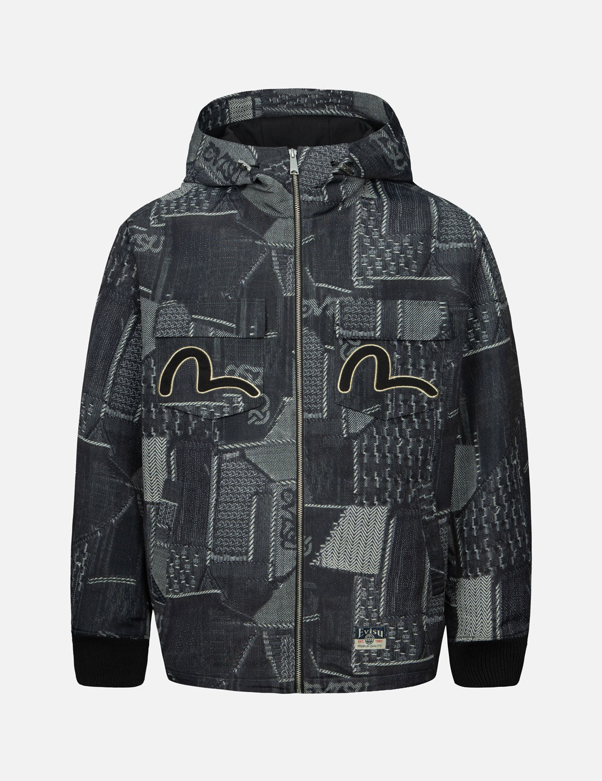 Wheel of Wisdom and Seagull Embroidery Regular Fit Denim Jacket