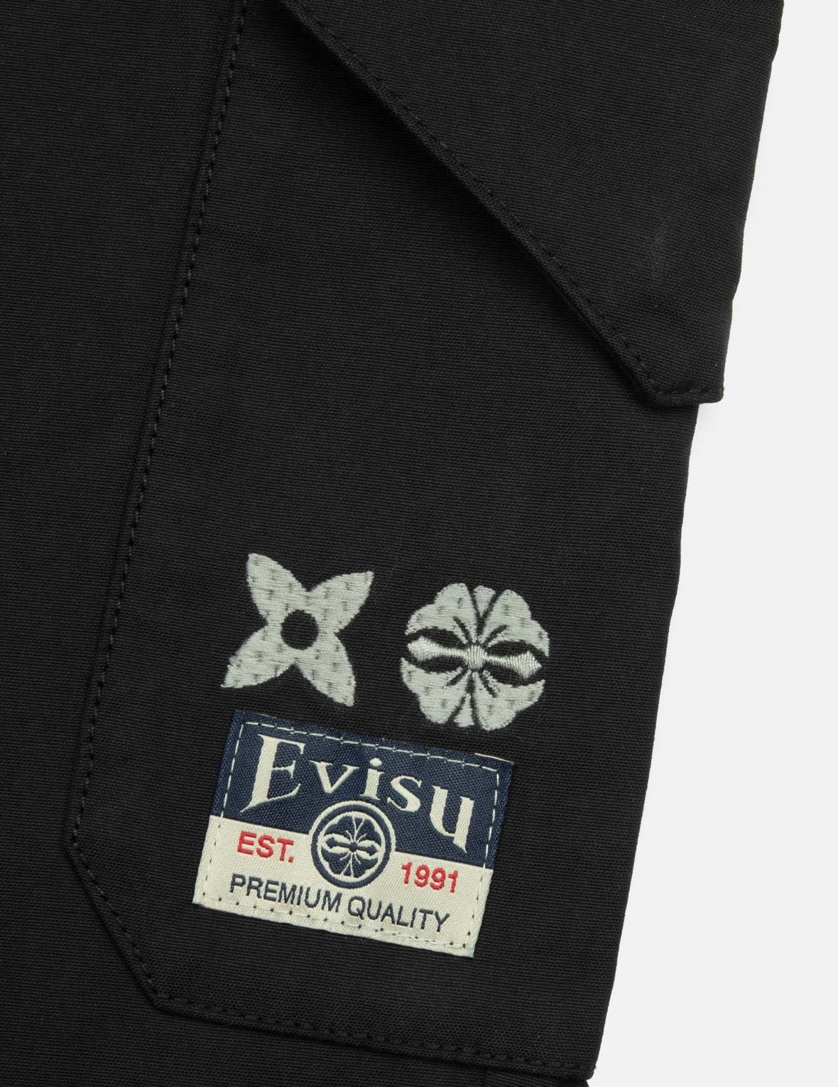 家紋と知恵の輪刺繍ファッションフィットウーブンジョガー