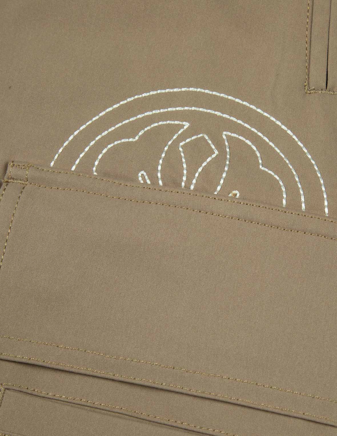 家紋とカモメの刺繍ルーズフィットカーゴパンツ