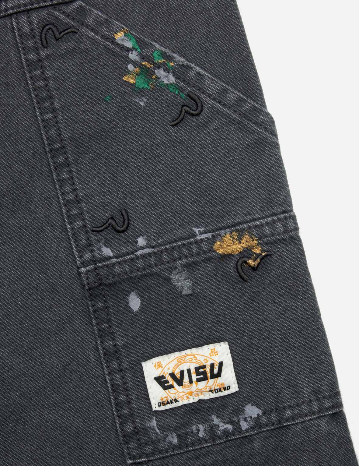 カモメ刺繍とロゴプリントリラックスフィットウォッシュドパンツ