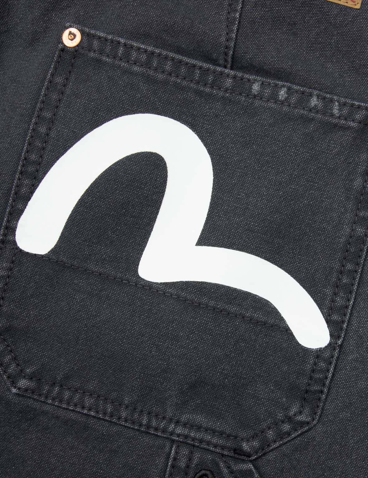 カモメ刺繍とロゴプリントリラックスフィットウォッシュドパンツ