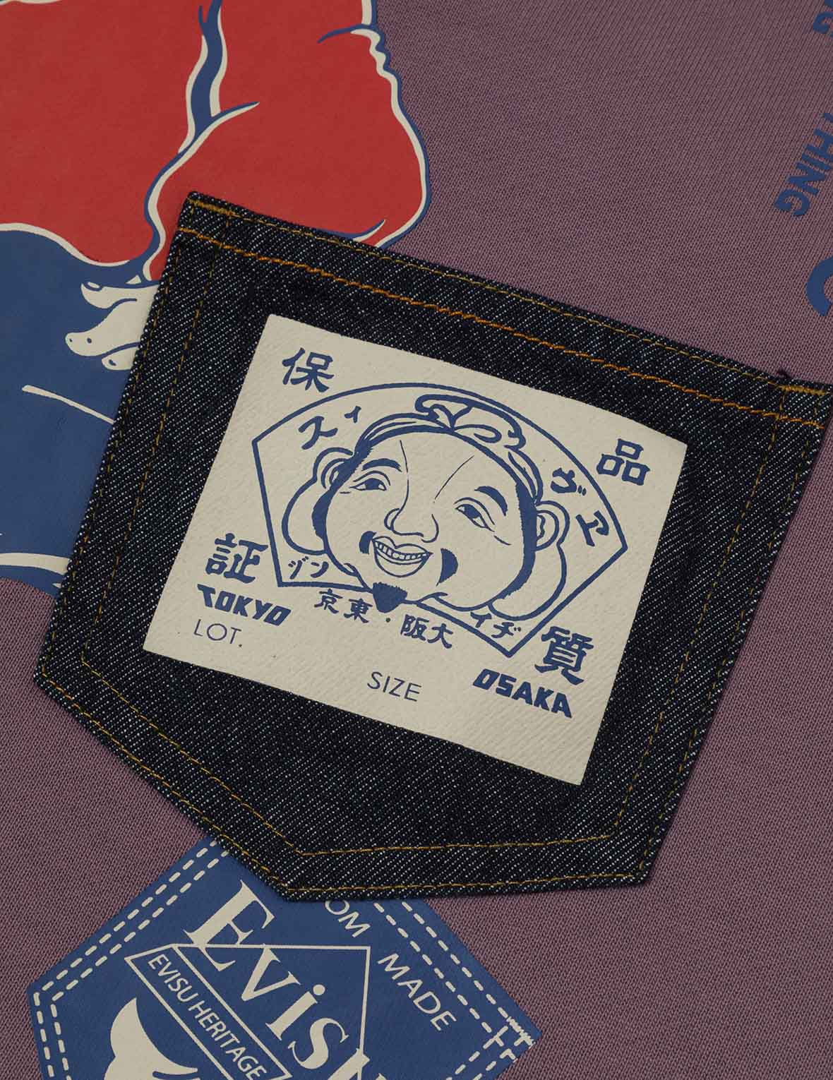Ebisu Print and Multiple Pocket Washed Relax Fit Sweatshirt