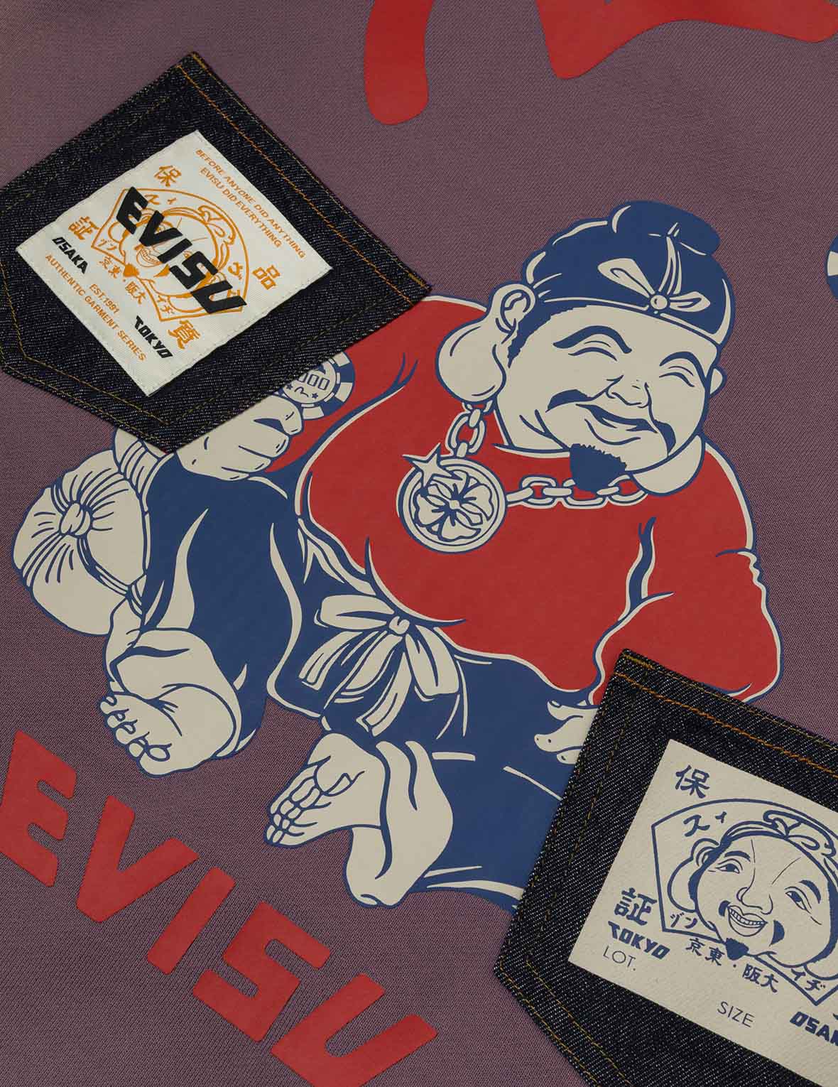 Ebisu Print and Multiple Pocket Washed Relax Fit Sweatshirt