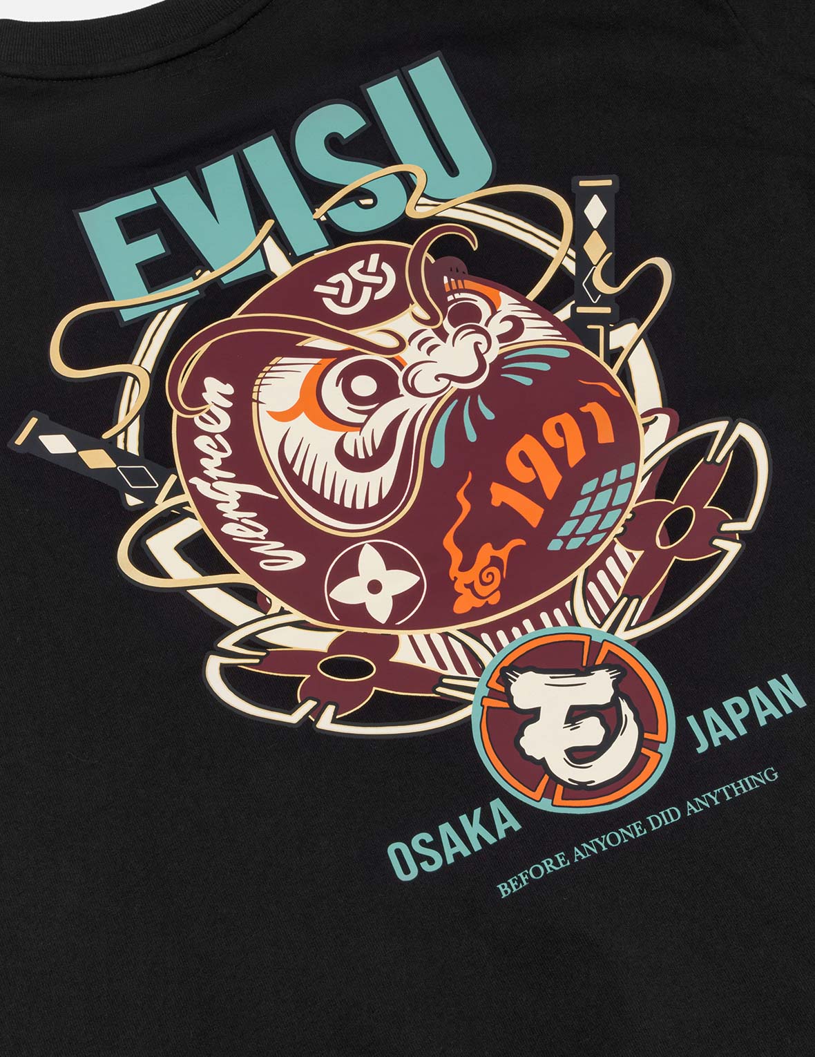 Ninja Daruma and Logo Prints Regular Fit T-shirt