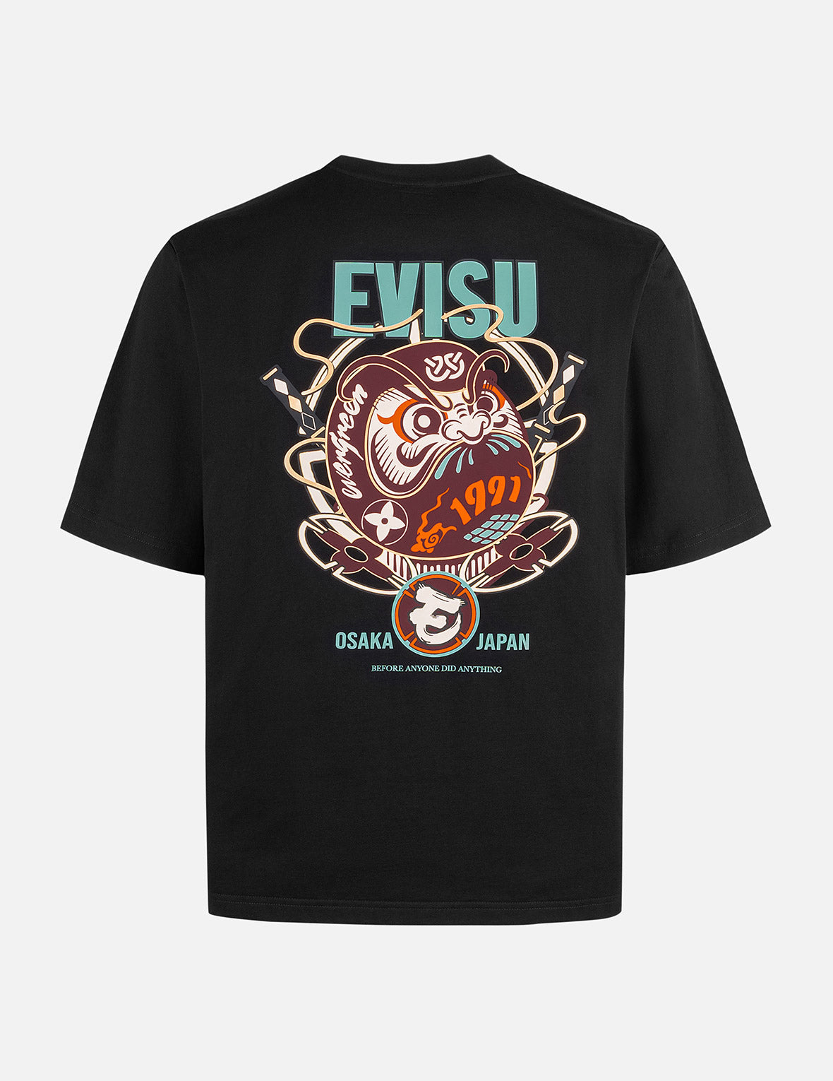 Ninja Daruma and Logo Prints Regular Fit T-shirt