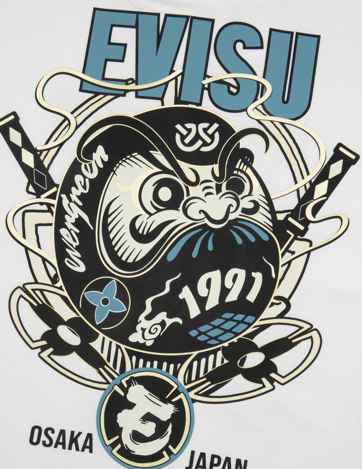 Ninja Daruma and Logo Prints Regular Fit T-shirt