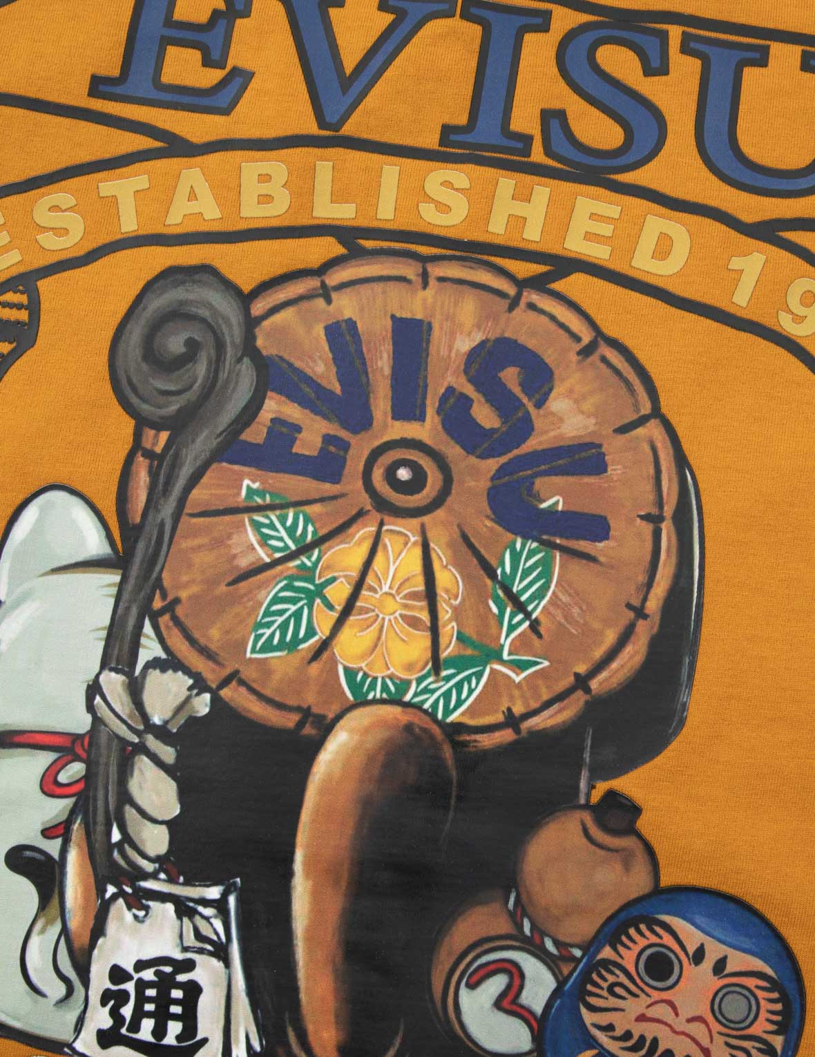 タヌキと招き猫プリントルーズフィットTシャツ