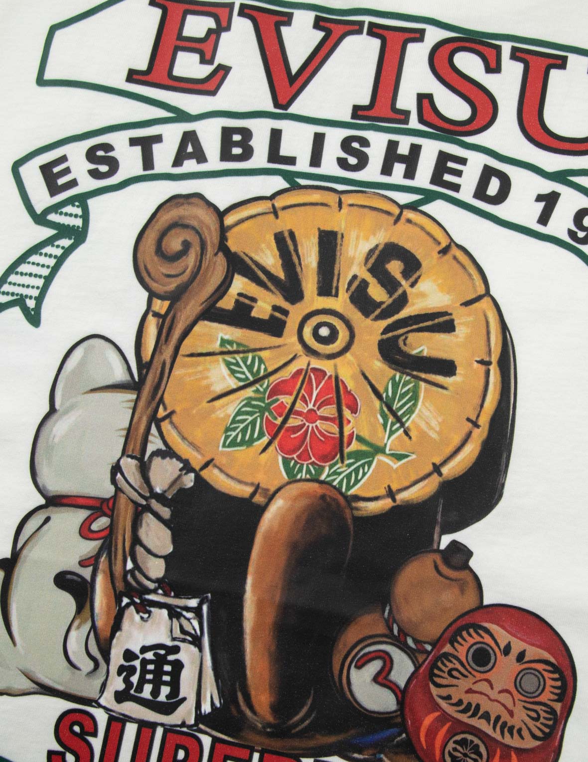 タヌキと招き猫プリントルーズフィットTシャツ