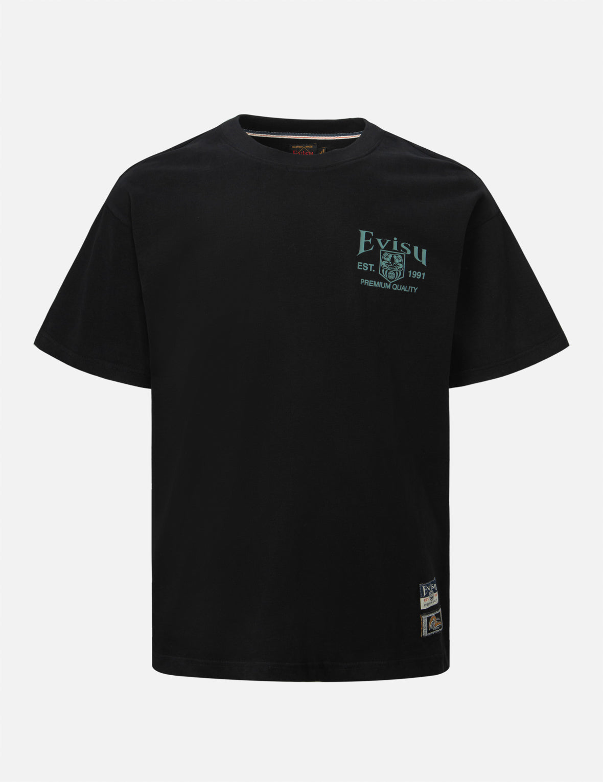 ポケット型のだるま大黒プリントリラックスフィットTシャツ