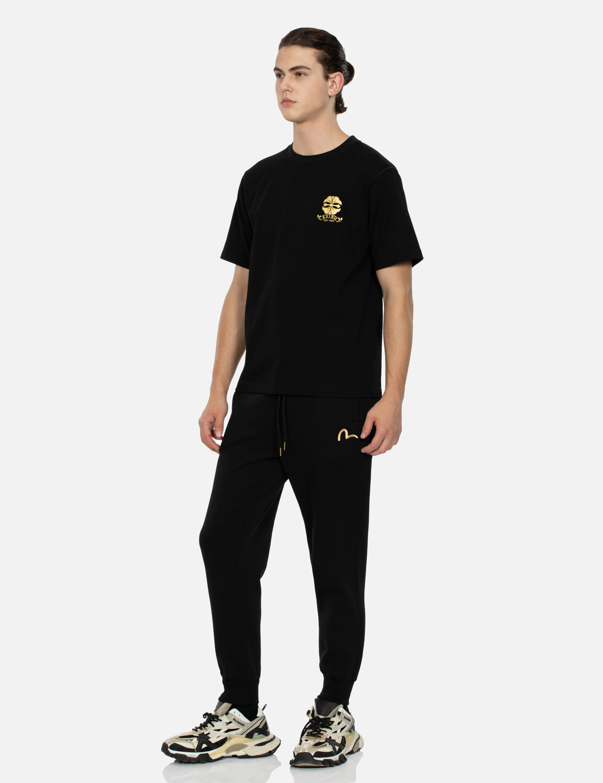 家紋とロゴホイルプリントレギュラーフィットTシャツ