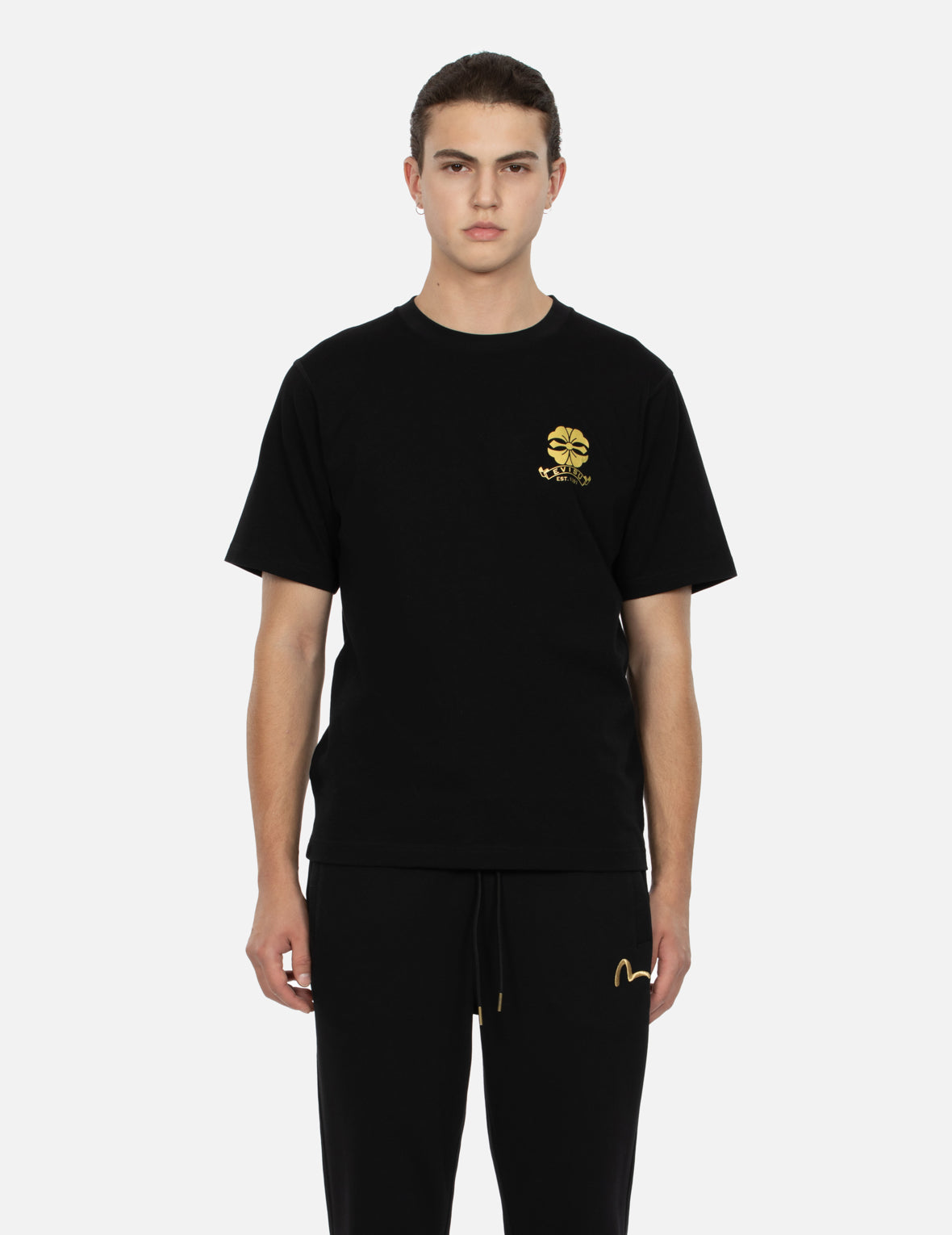 家紋とロゴホイルプリントレギュラーフィットTシャツ
