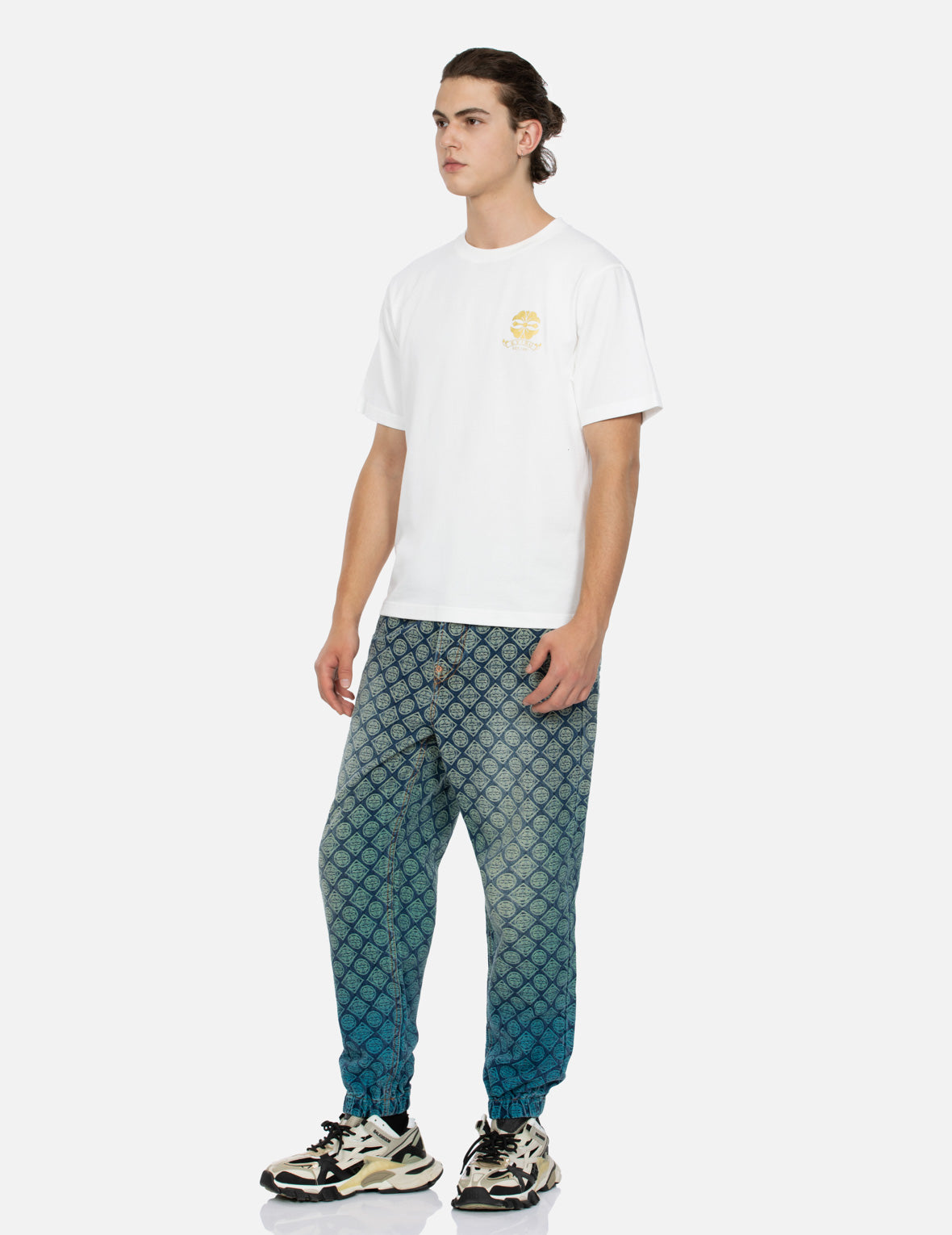 Kamon and Logo Foil Print Regular Fit T-shirt