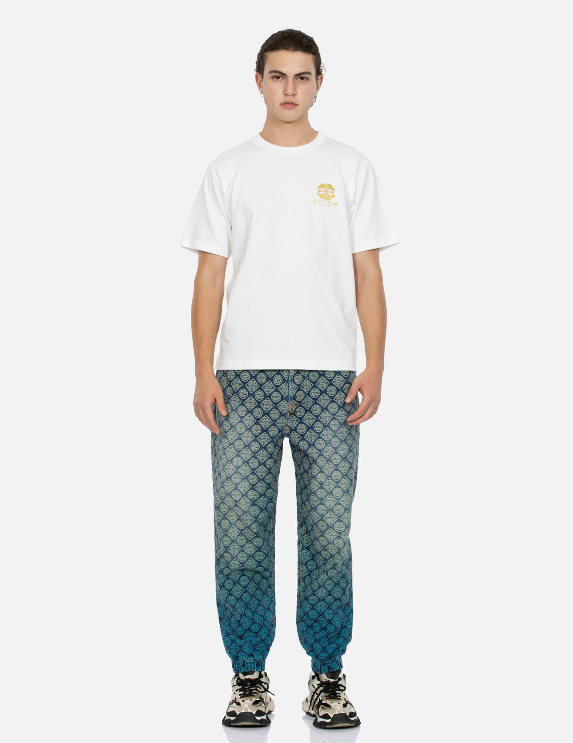 家紋とロゴホイルプリントレギュラーフィットTシャツ
