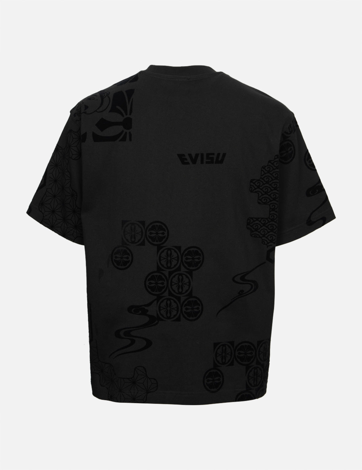 カモメ刺繍とオールオーパーフロッキングパターンリラックスフィットTシャツ