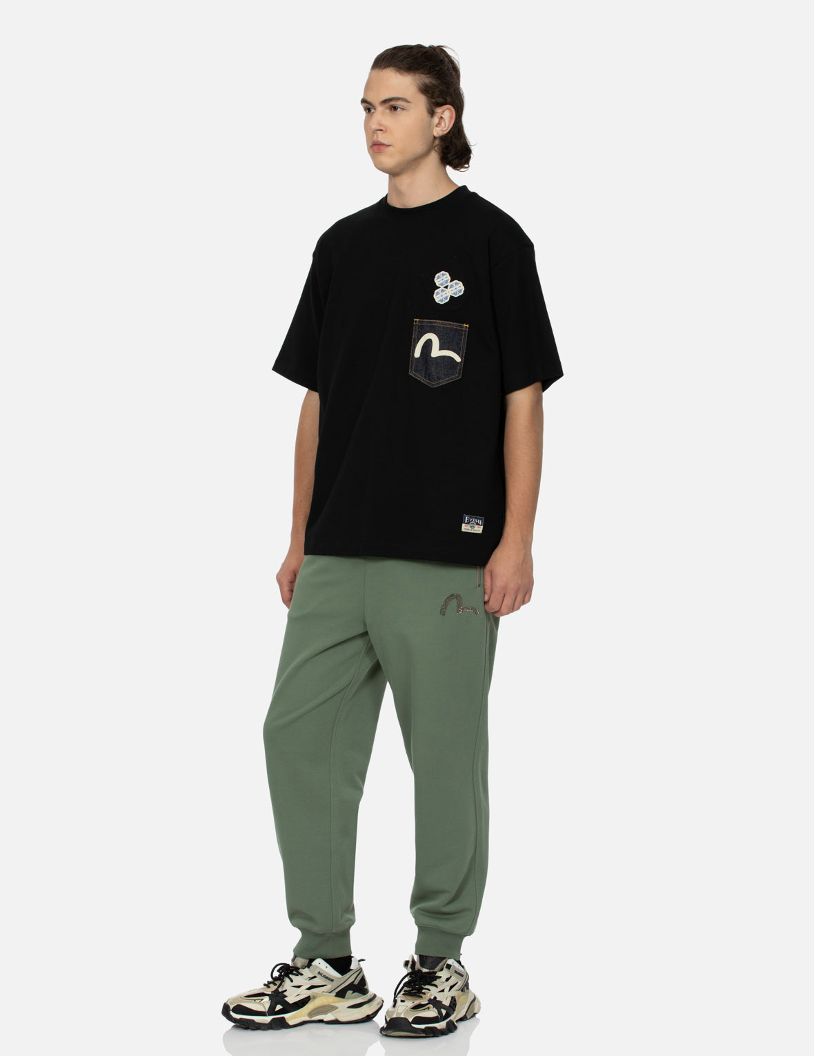 カモメプリントデニムポケットリラックスフィットTシャツ