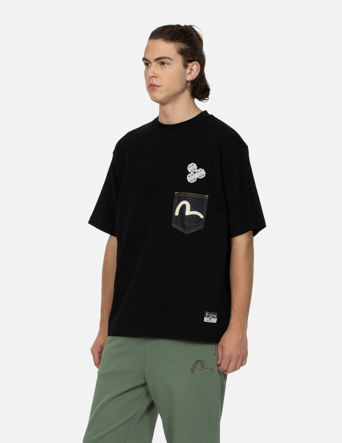 カモメプリントデニムポケットリラックスフィットTシャツ