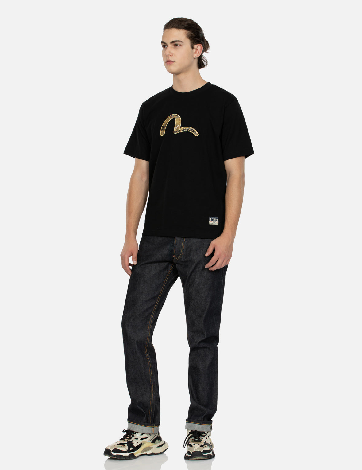 海神プリントとカモメブロケードアップリケレギュラーフィットTシャツ
