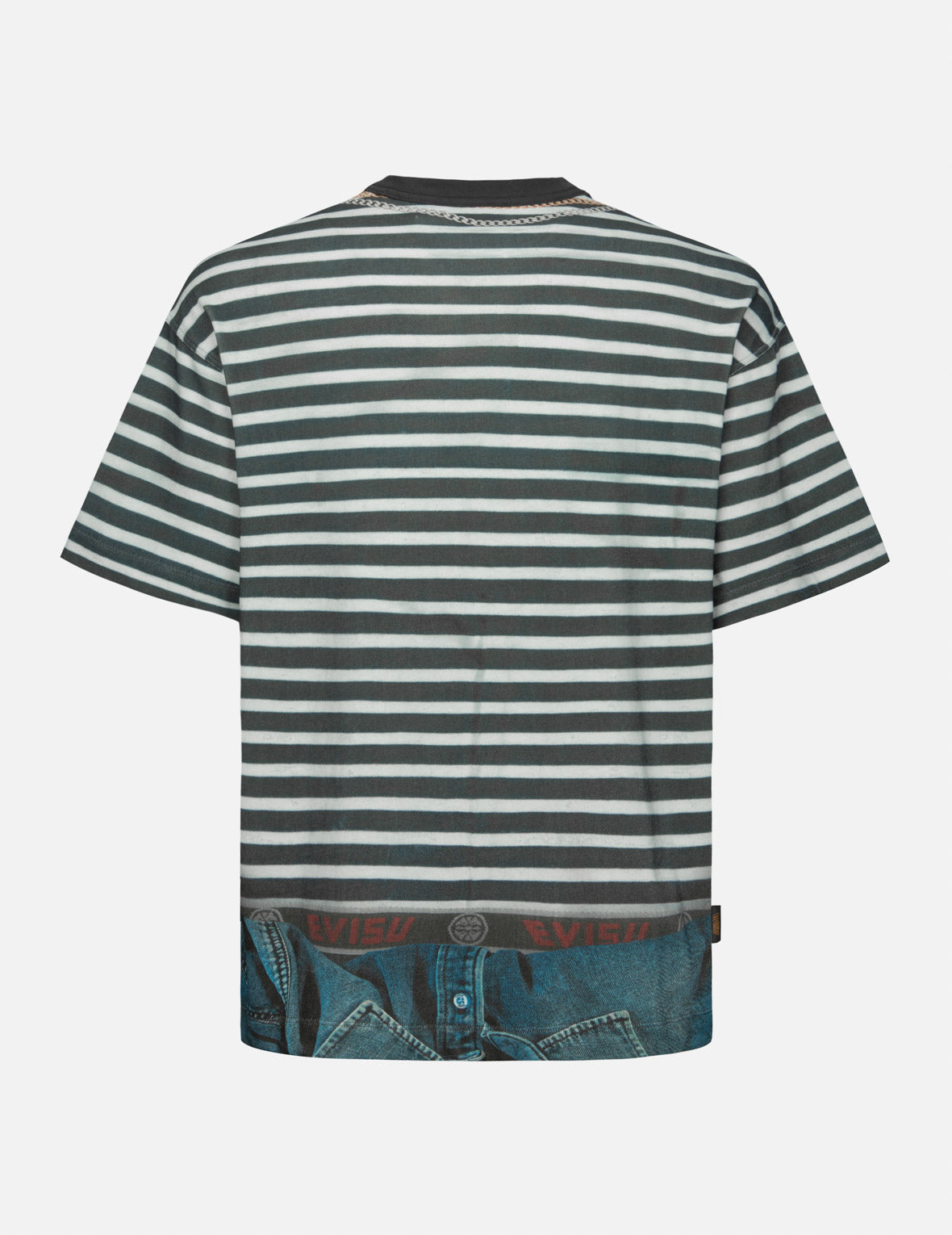 トロンプ・ルイユとカモメプリントルーズフィットストライプTシャツ