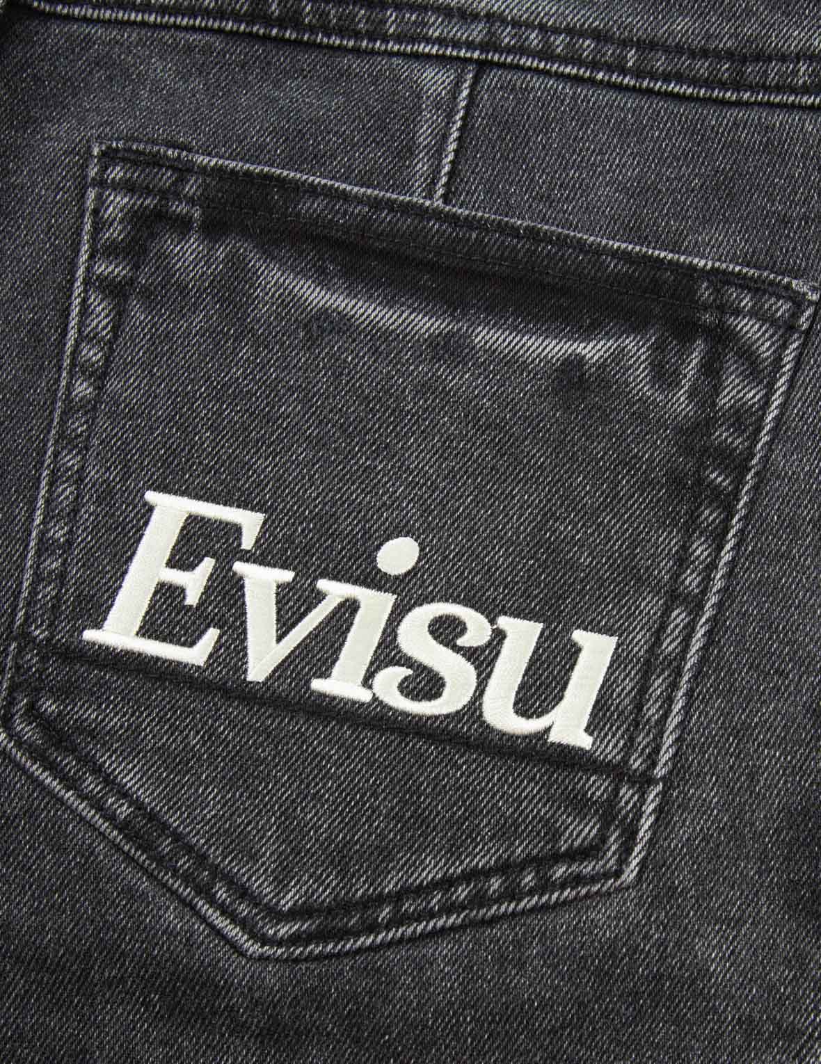 ロゴ刺繍テーパードジーンズ