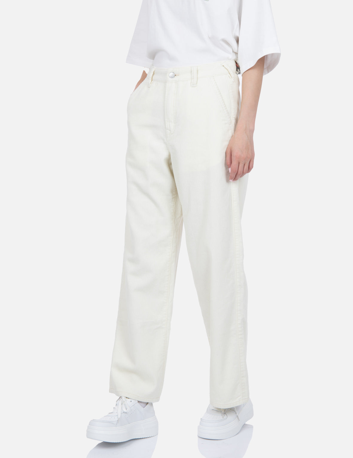 Seagull Embroidery Straight-fit Corduroy Trousers