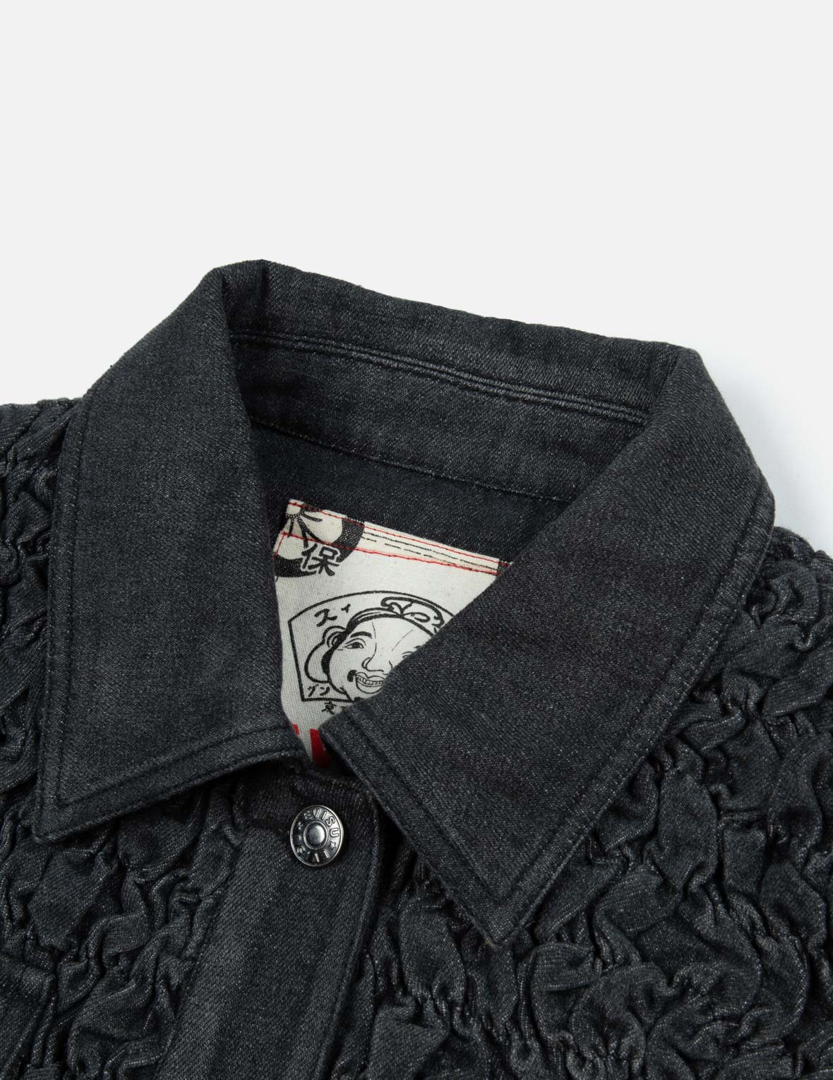 カモメ刺繍テクスチャオーバーサイズデニムジャケット