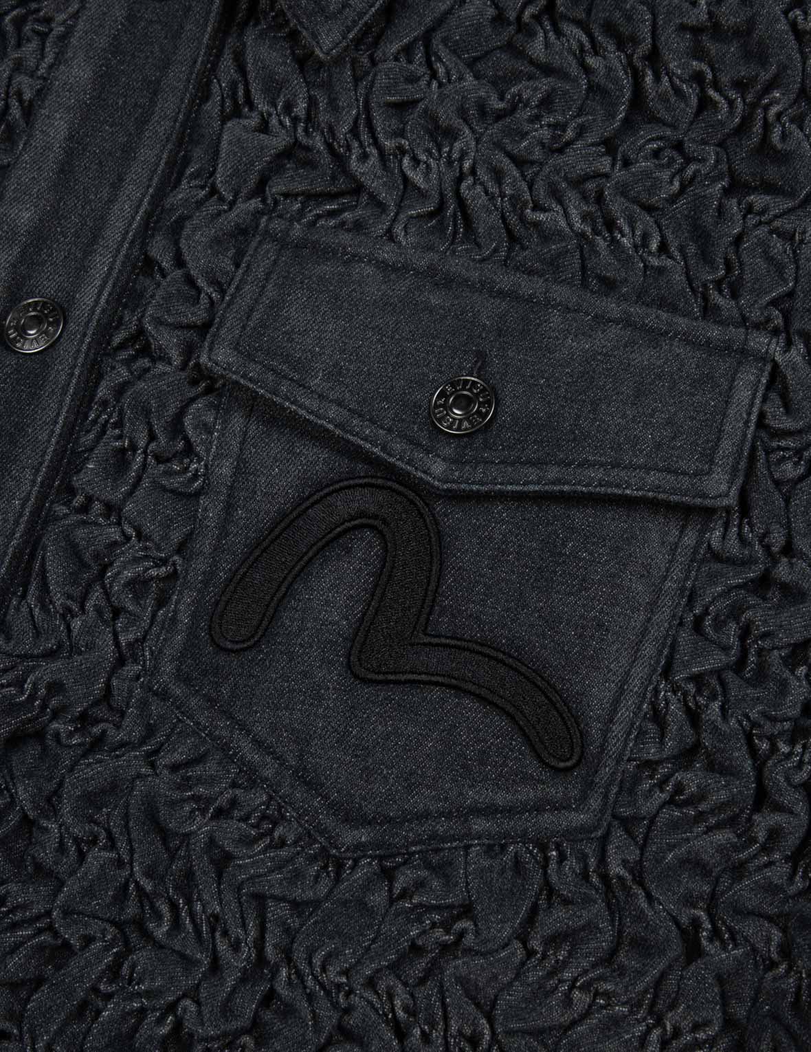 カモメ刺繍テクスチャオーバーサイズデニムジャケット
