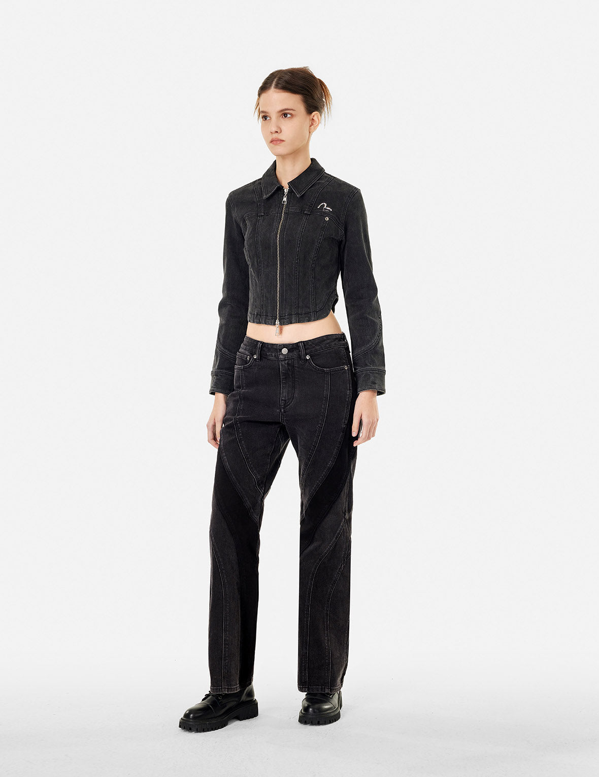 Cut-Line Fashion Fit Boot Cut Jeans