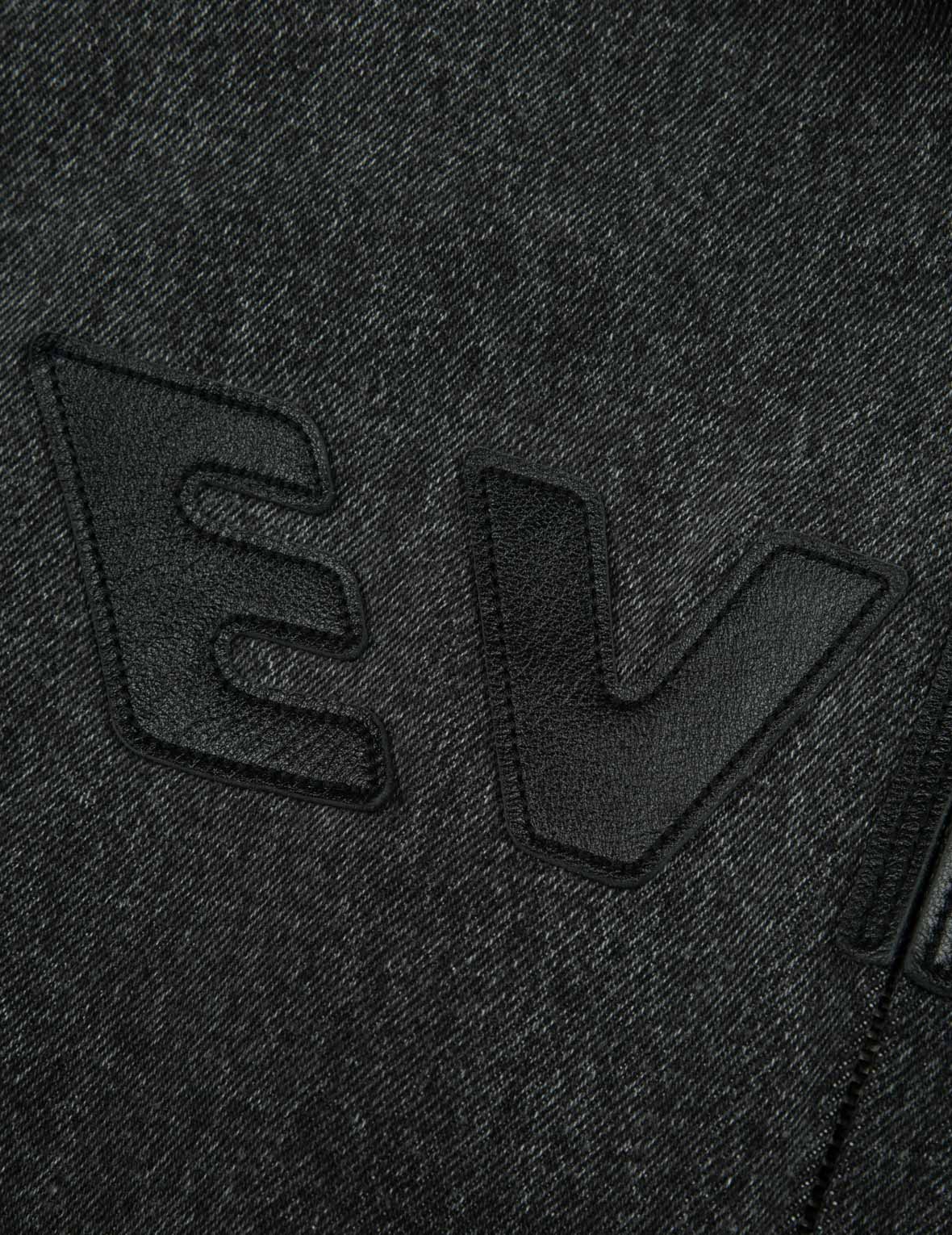 Leather Logo and Seagull Appliqué Regular Fit Denim Moto Jacket