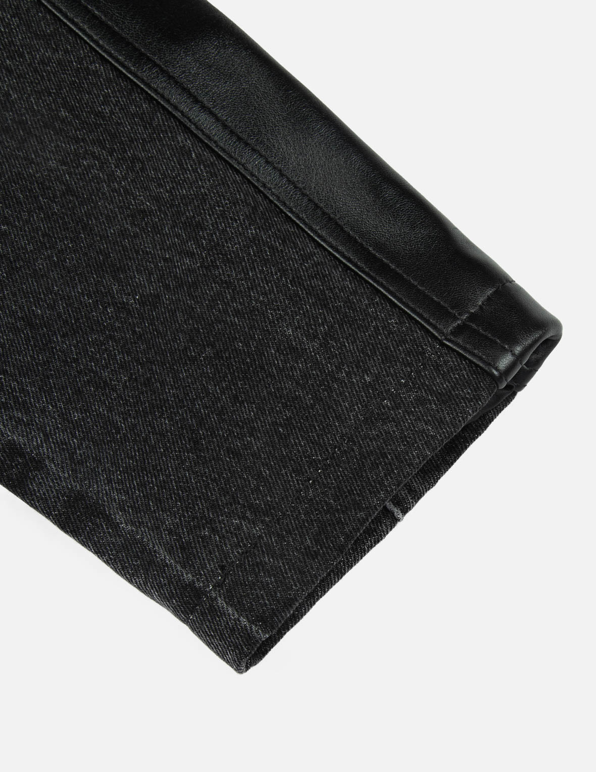 Leather Logo and Seagull Appliqué Regular Fit Denim Moto Jacket