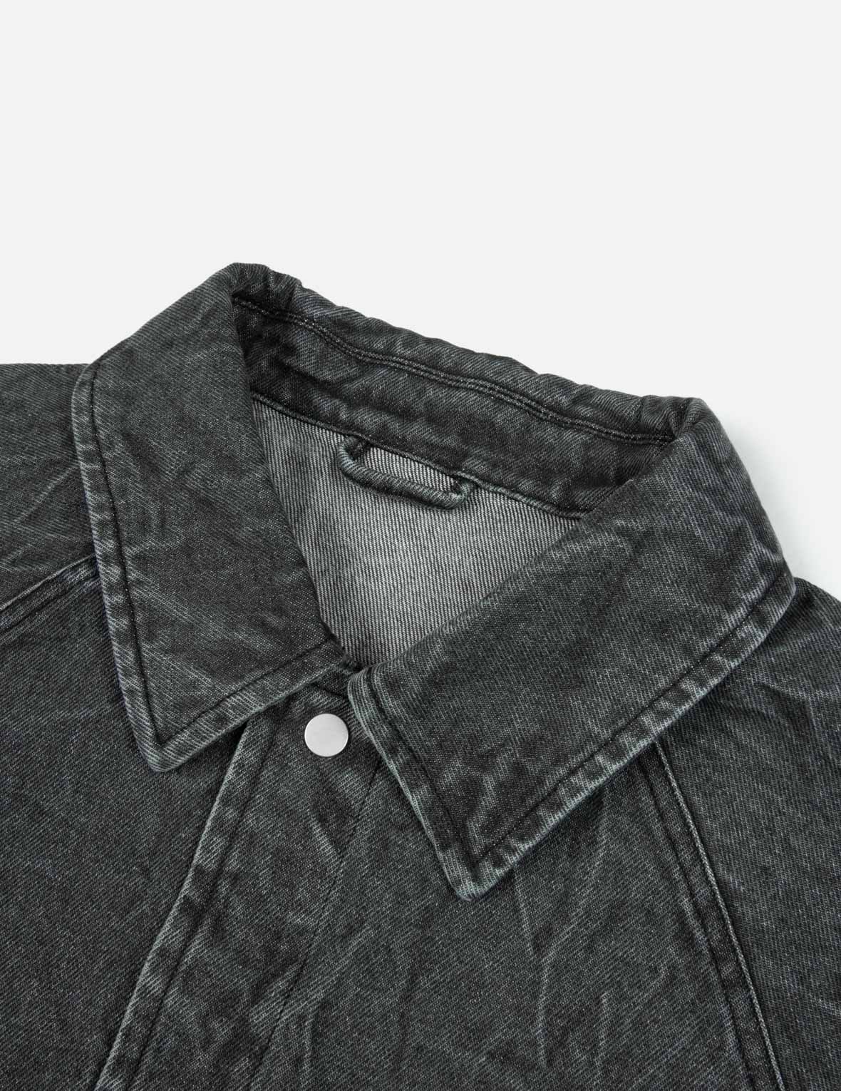 Seagull and Slogan Embroidery Oversized Denim Coach Jacket