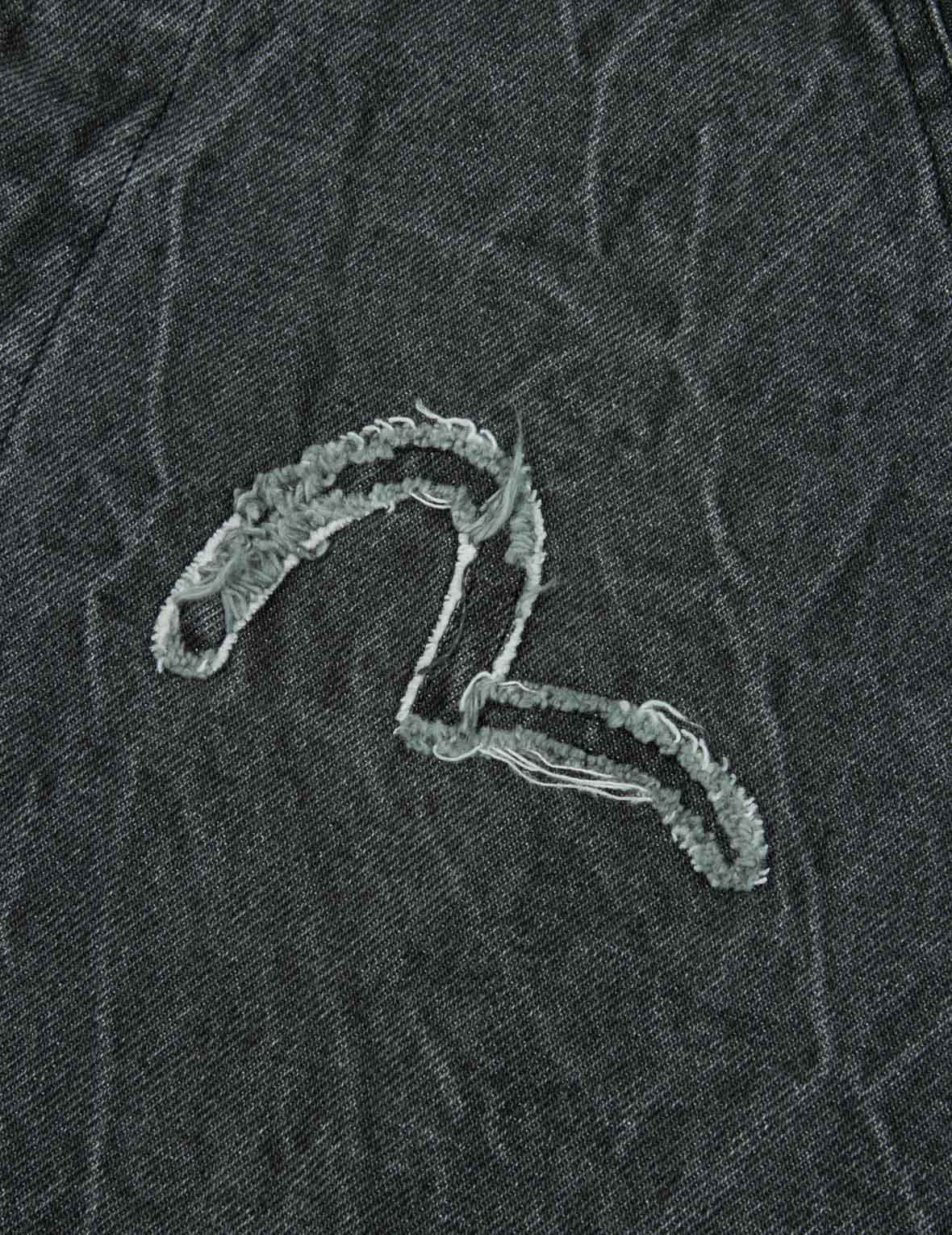 Seagull and Slogan Embroidery Oversized Denim Coach Jacket