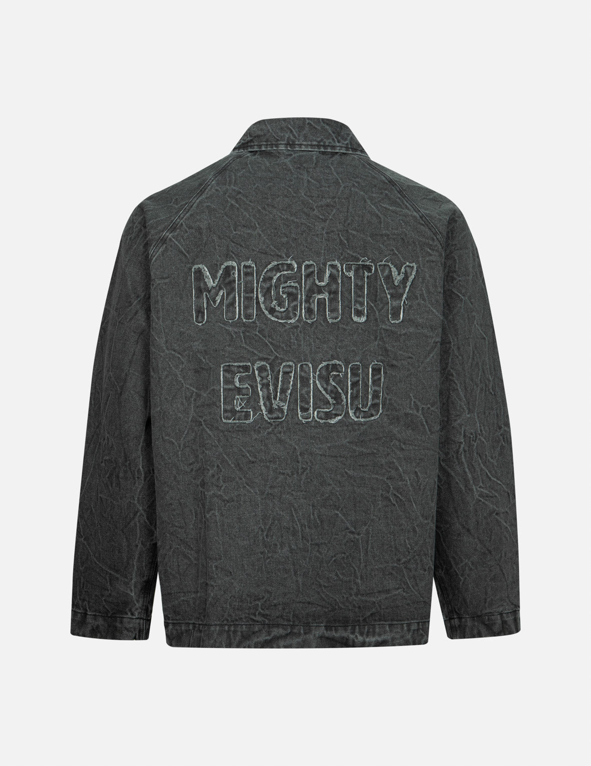 Seagull and Slogan Embroidery Oversized Denim Coach Jacket