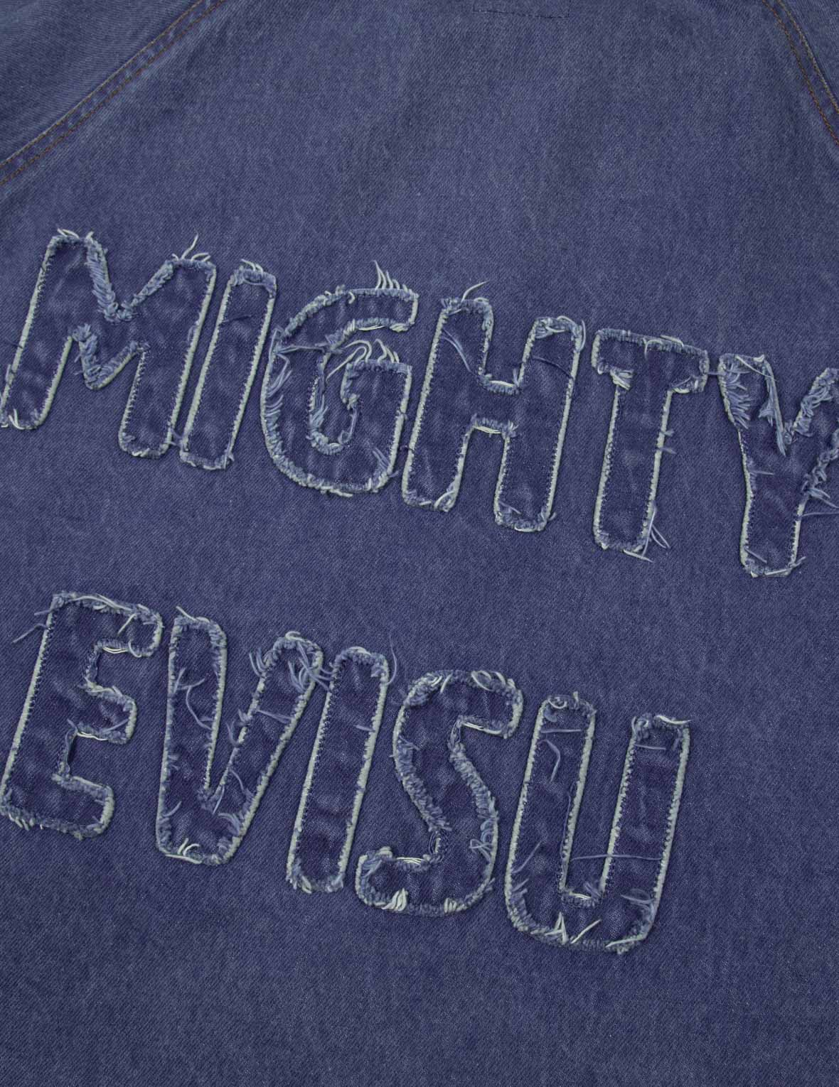 Seagull and Slogan Embroidery Oversized Denim Coach Jacket