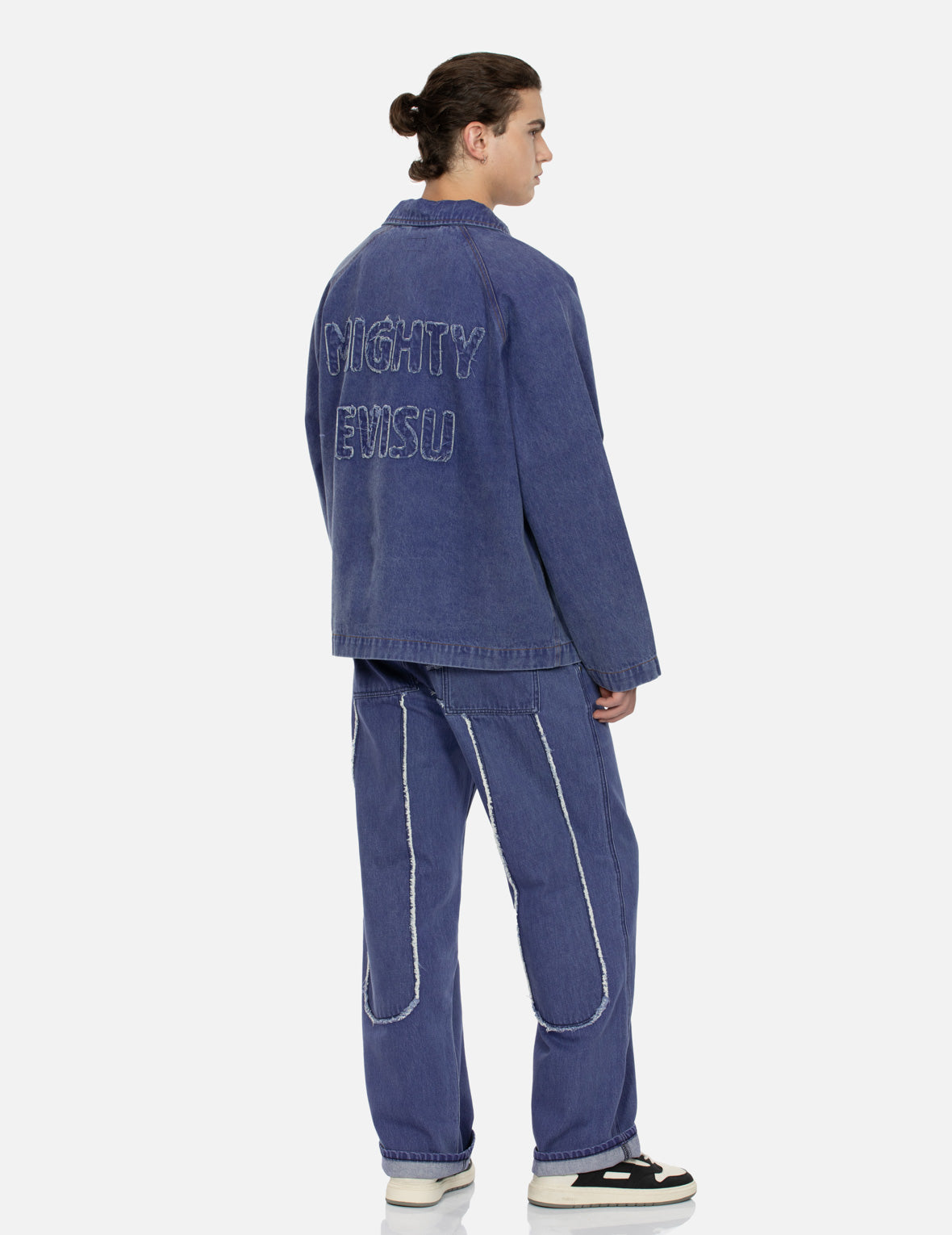 Seagull and Slogan Embroidery Oversized Denim Coach Jacket