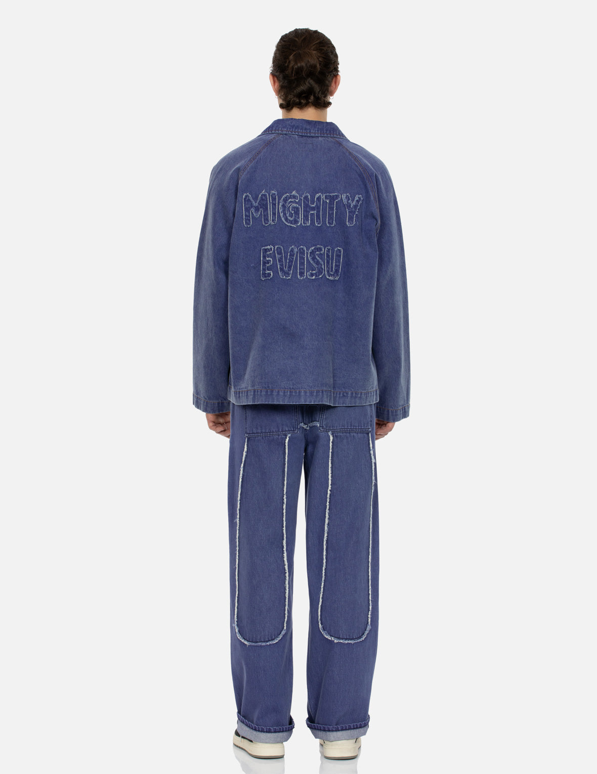 Seagull and Slogan Embroidery Oversized Denim Coach Jacket