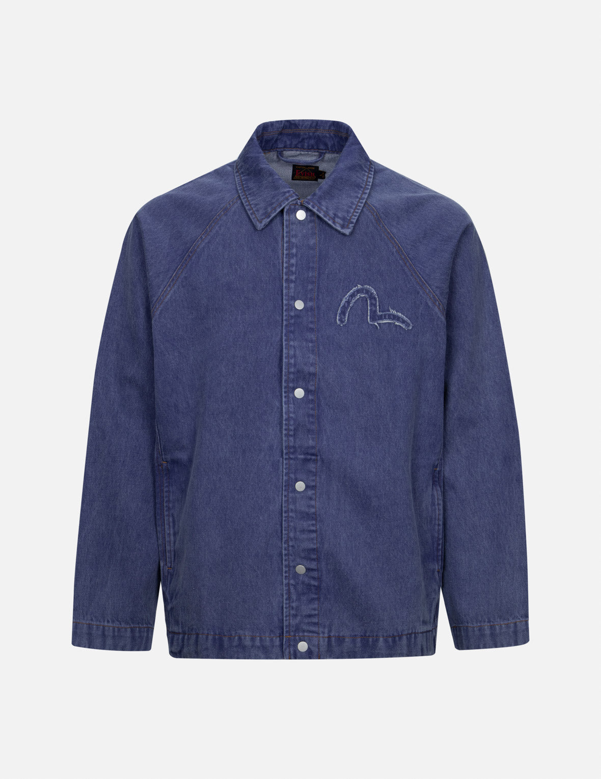 Seagull and Slogan Embroidery Oversized Denim Coach Jacket