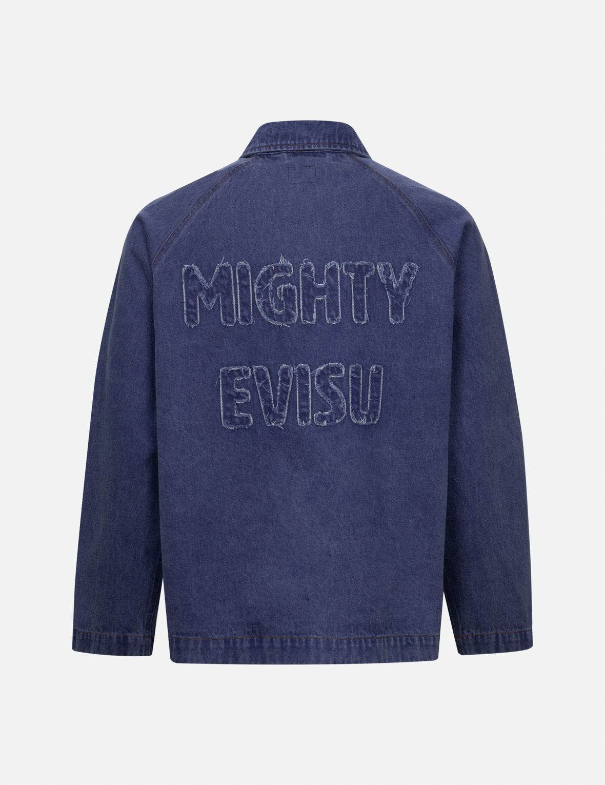 Seagull and Slogan Embroidery Oversized Denim Coach Jacket
