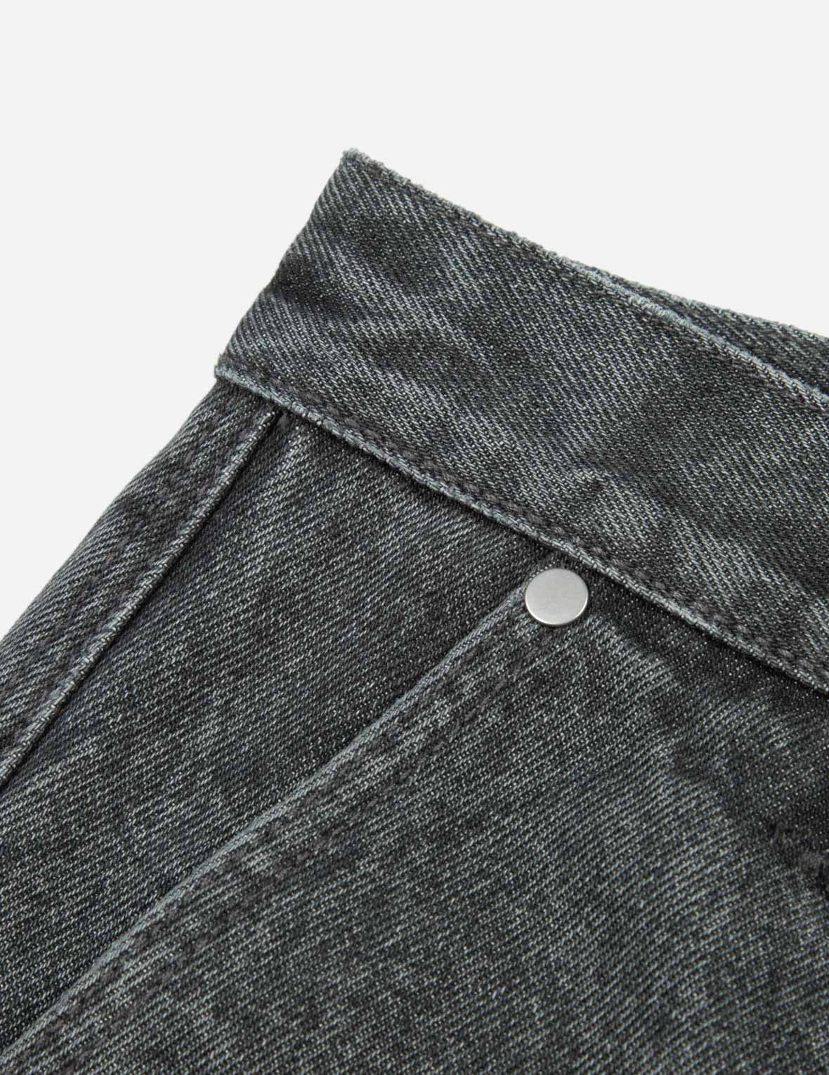 大黒のフリンジエッジバギーフィットワークジーンズ