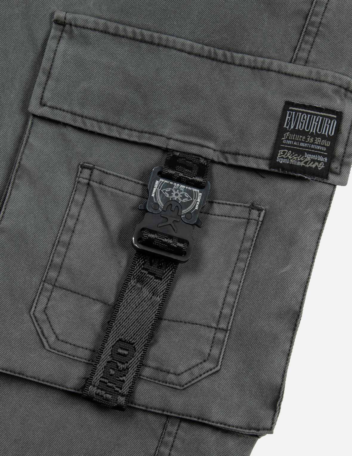 カモメプリントとマルチプルウーブンラベルのワイドレッグカーゴパンツ