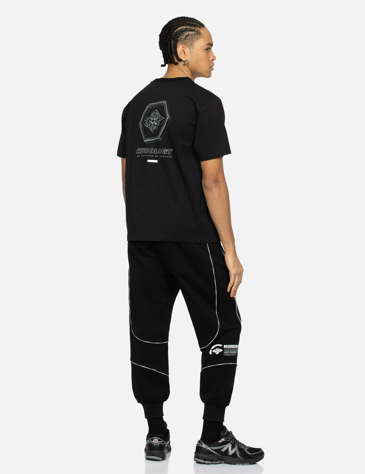 反射ストラップと3D家紋プリントレギュラーフィットTシャツ