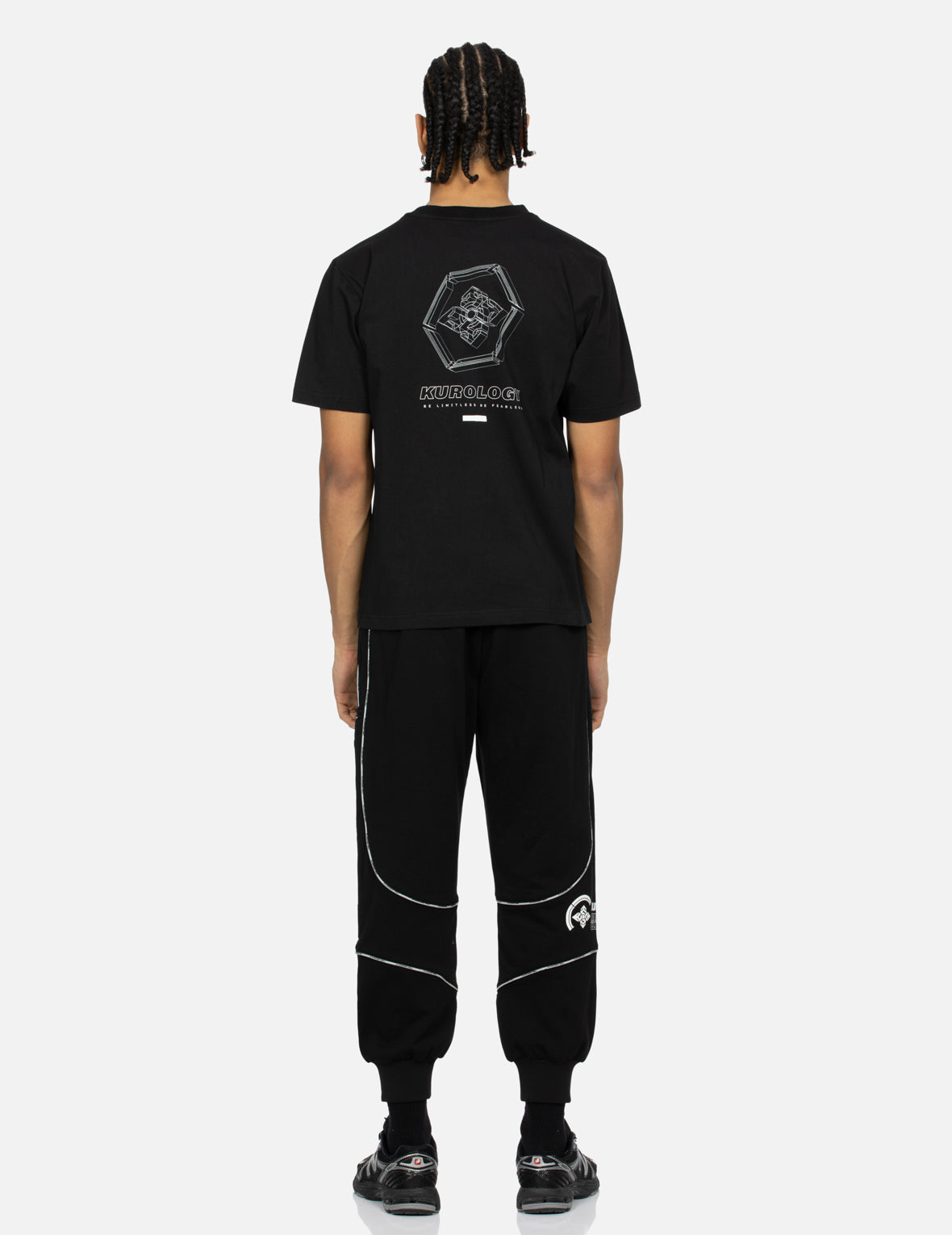 反射ストラップと3D家紋プリントレギュラーフィットTシャツ