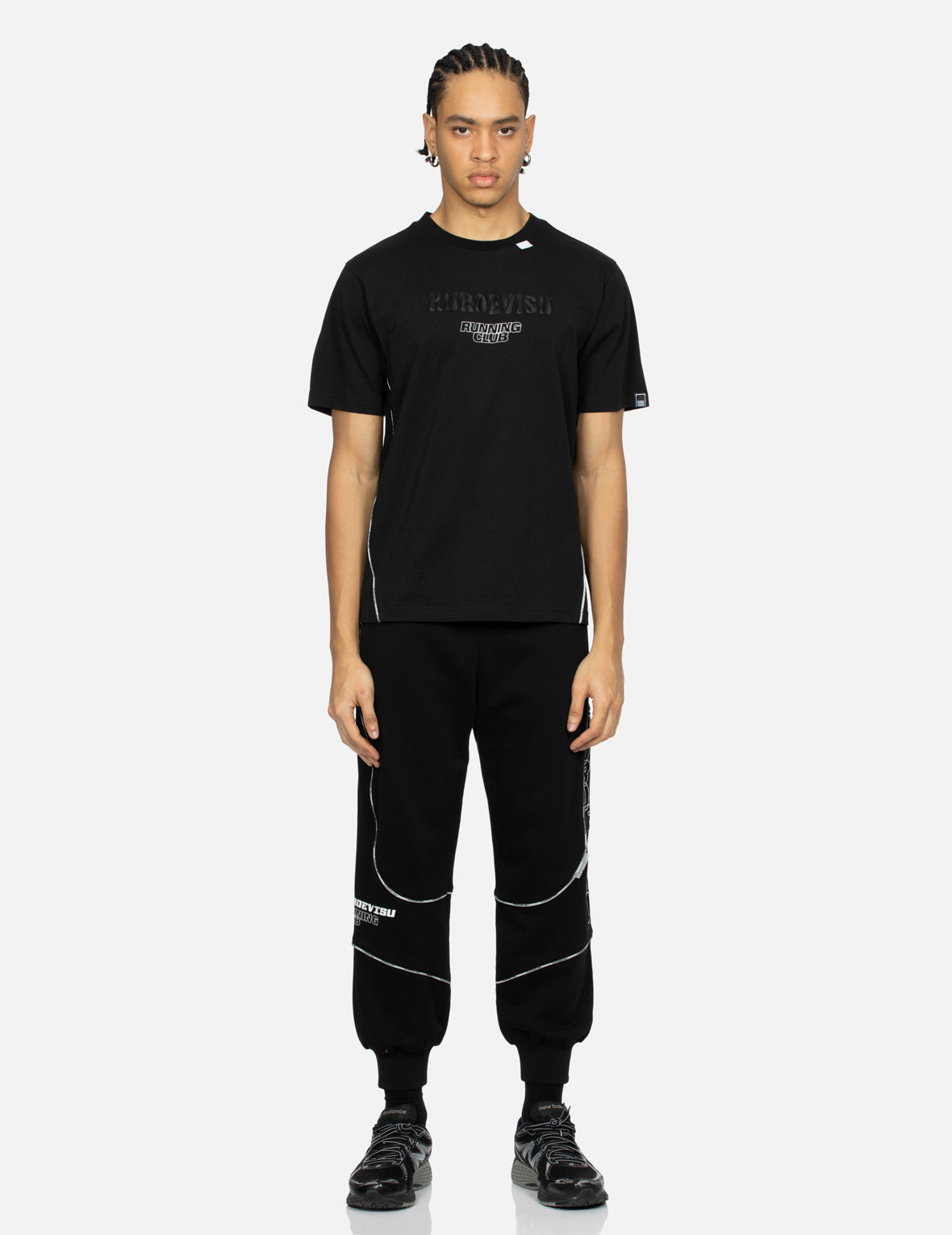 反射ストラップと3D家紋プリントレギュラーフィットTシャツ