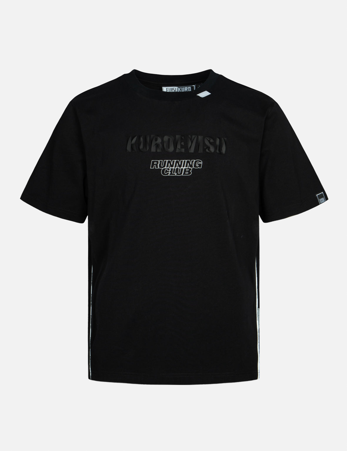 反射ストラップと3D家紋プリントレギュラーフィットTシャツ