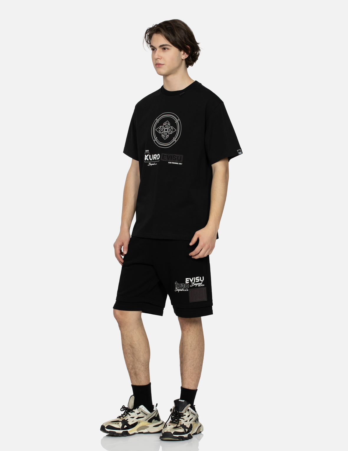 家紋と虹色のカモメプリント レギュラーフィット Tシャツ