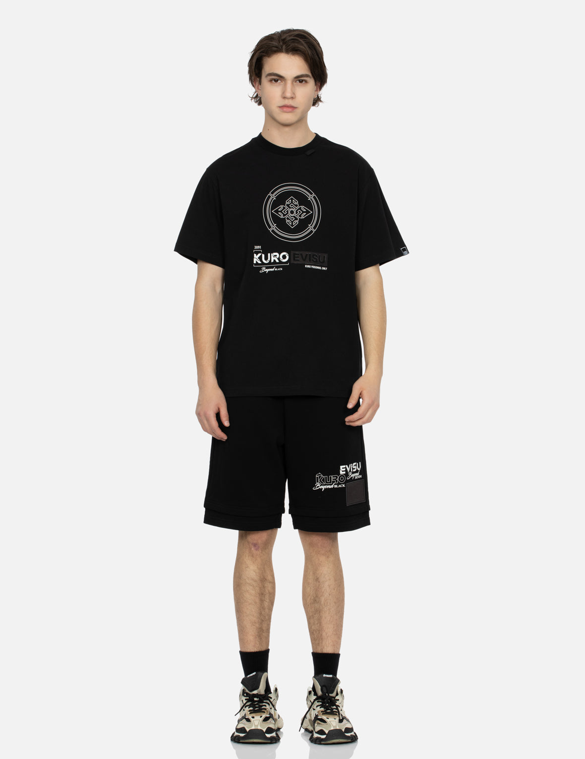 家紋と虹色のカモメプリント レギュラーフィット Tシャツ