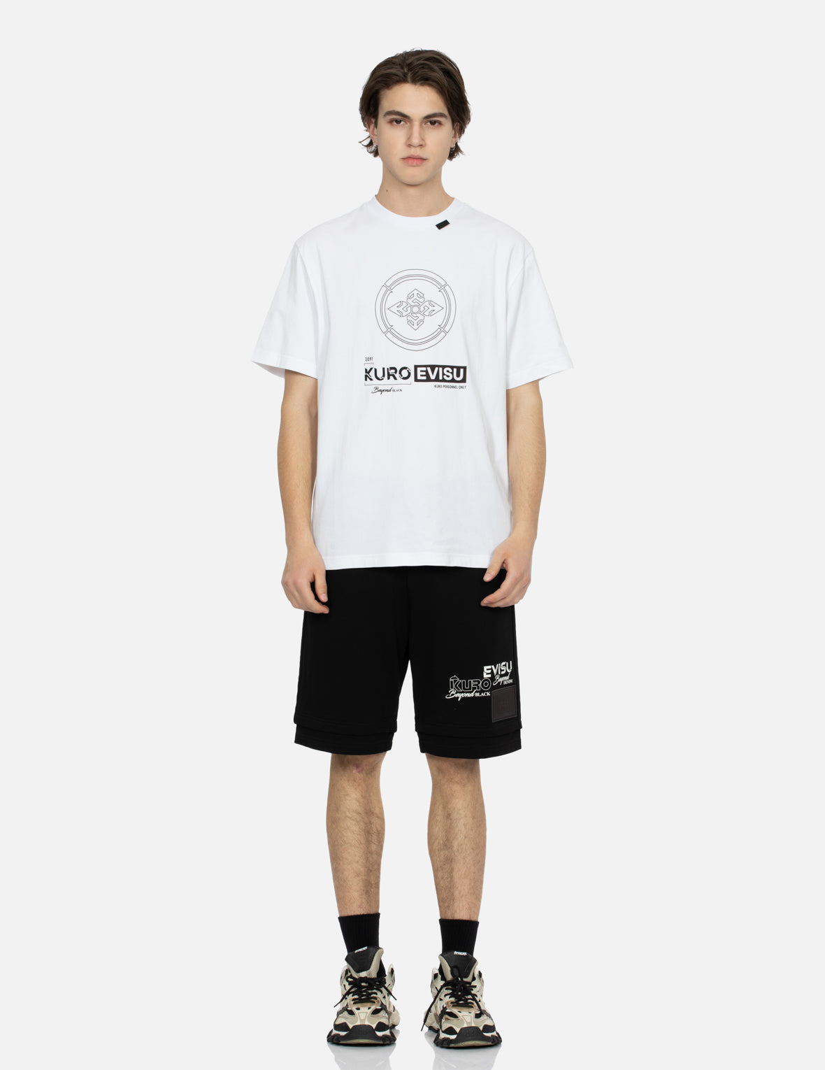 家紋と虹色のカモメプリント レギュラーフィット Tシャツ